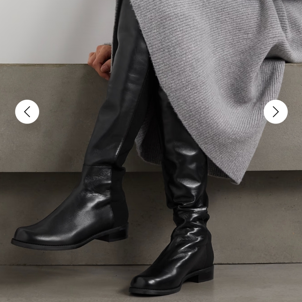 Stuart Weitzman 5050 Black Nappa Leather Over the Knee Boots